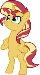 Size: 1061x1975 | Tagged: safe, artist:davidsfire, sunset shimmer, pony, unicorn, equestria girls, equestria girls specials, g4, my little pony equestria girls: mirror magic, bipedal, female, full body, hooves, horn, in the human world for too long, mare, simple background, smiling, solo, standing, transparent background, underhoof, vector