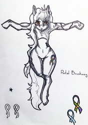 Size: 1836x2609 | Tagged: safe, artist:pantheracantus, oc, oc only, oc:portal breakway, semi-anthro, armpits, traditional art