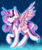 Size: 1986x2356 | Tagged: safe, artist:fluxittu, artist:idrawspony, princess flurry heart, alicorn, pony, g4, alternate hairstyle, collaboration, female, mare, older, older flurry heart, solo, spread wings, wings