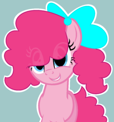 Size: 740x790 | Tagged: safe, artist:sprinklesbases, pinkie pie, earth pony, pony, g4, alternate hairstyle, base used, bow, female, hair bow, hair over eyes, older, simple background, solo