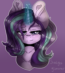 Size: 395x448 | Tagged: safe, artist:nikitasmirnovv, starlight glimmer, pony, unicorn, g4, bust, female, glowing horn, horn, portrait, solo