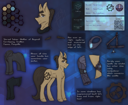 Size: 3150x2600 | Tagged: safe, artist:al1-ce, oc, oc only, oc:sinraal, pony, amulet, augmented, card, cutie mark, high res, male, reference sheet, solo, stallion