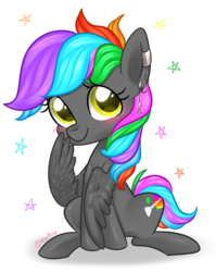 Size: 2697x3385 | Tagged: safe, artist:kaikururu, oc, oc only, oc:rainbow marble, pony, blushing, high res, simple background, solo, transparent background