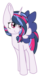 Size: 1331x2341 | Tagged: safe, artist:spottedpool90, oc, oc only, oc:infinity, alicorn, pony, colored wings, female, mare, multicolored wings, offspring, parent:flash sentry, parent:twilight sparkle, parents:flashlight, simple background, solo, transparent background