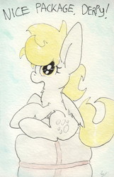 Size: 688x1066 | Tagged: safe, artist:slightlyshade, derpy hooves, pony, g4, female, package, sitting, solo