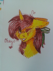 Size: 1920x2560 | Tagged: safe, artist:pinkcloudhugger, oc, oc only, oc:baatochan, pony, unicorn, bust, portrait, solo, traditional art