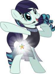 Size: 4199x5605 | Tagged: safe, artist:jhayarr23, coloratura, earth pony, pony, g4, absurd resolution, bipedal, black dress, clothes, dress, female, glowing cutie mark, headset, looking at you, simple background, smiling, solo, transparent background, vector