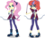 Size: 7500x6515 | Tagged: safe, artist:limedazzle, fluttershy, moondancer, dancerverse, equestria girls, g4, my little pony equestria girls: friendship games, absurd resolution, alternate hairstyle, alternate universe, archery, arrow, boots, bow (weapon), bow and arrow, clothes, equestria girls-ified, female, glasses, gloves, high heel boots, shoes, show accurate, simple background, transparent background, weapon, yellow skin