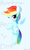 Size: 2200x3700 | Tagged: safe, artist:aitureria, rainbow dash, pegasus, pony, g4, cute, female, floating wings, high res, looking at you, one eye closed, simple background, smiling, solo, text, wallpaper, wings