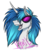 Size: 1024x1206 | Tagged: safe, artist:dementra369, dj pon-3, vinyl scratch, pony, unicorn, g4, bust, chest fluff, curved horn, ear fluff, fangs, female, glasses, horn, mare, misspelling, open mouth, portrait, simple background, solo, teeth, transparent background