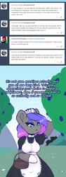 Size: 723x1920 | Tagged: safe, artist:darkestmbongo, oc, oc only, oc:d.d, earth pony, anthro, unguligrade anthro, apron, arm hooves, basket, blueberry, clothes, dialogue, dress, eyeliner, eyeshadow, female, food, frilly dress, gloves, maid, makeup, mare, socks, solo, stockings, thigh highs, tree