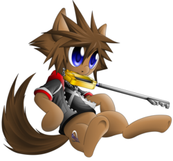 Size: 4728x4396 | Tagged: safe, artist:xeroseis, pony, absurd resolution, cute, disney, kingdom hearts, kingdom key, ponified, simple background, solo, sora, transparent background