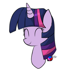 Size: 656x693 | Tagged: safe, artist:genericmlp, twilight sparkle, pony, g4, bust, eyes closed, female, portrait, simple background, smiling, solo, white background