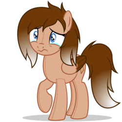 Size: 7000x7000 | Tagged: safe, artist:besttubahorse, oc, oc only, oc:cinnamon toast, original species, pegasus, plush pony, pony, 3:, absurd resolution, female, raised hoof, sad, simple background, solo, teary eyes, transparent background, vector, wavy mouth