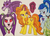 Size: 957x687 | Tagged: safe, artist:iffoundreturntorarity, adagio dazzle, aria blaze, sonata dusk, pony, siren, fanfic:welcome to the show, g4, cover art, earth pony aria blaze, earth pony sonata dusk, fanfic, fanfic art, fanfic cover, ponified, the dazzlings, traditional art, unicorn adagio dazzle