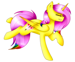 Size: 1758x1440 | Tagged: safe, artist:despotshy, oc, oc only, oc:prismatic amber, alicorn, pony, eyes closed, female, mare, simple background, solo, transparent background