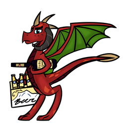 Size: 700x700 | Tagged: safe, artist:toastytop, dragon, alcohol, beer, fimfiction, green, red, scales, simple background, solo, white background, wine