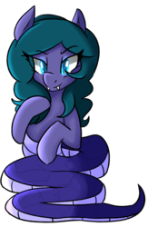 Size: 1301x2000 | Tagged: safe, artist:themodpony, oc, oc only, oc:alesia, lamia, original species, snake, snake pony, blue eyes, fangs, female, simple background, smiling, smirk, solo, tail, transparent background