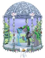 Size: 2040x2640 | Tagged: safe, artist:silfoe, oc, oc only, oc:karl, oc:zeal, earth pony, pegasus, pony, clothes, commission, dress, female, high res, looking at each other, male, mare, marriage, oc x oc, shipping, simple background, smiling, stallion, straight, transparent background, wedding, wedding dress