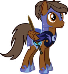 Size: 600x653 | Tagged: safe, artist:andrevus, oc, oc only, oc:andrevus whitetail, pegasus, pony, armor, guard, simple background, solo, sword, transparent background, weapon