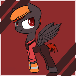 Size: 640x640 | Tagged: safe, oc, oc only, oc:metal dragon, pegasus, pony, clothes, costume, cute, edgy, engineer, engineer (tf2), male, smiling, smirk, stallion, team fortress 2, why