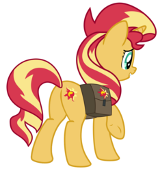 Size: 960x1038 | Tagged: safe, artist:keronianniroro, sunset shimmer, pony, unicorn, equestria girls, equestria girls specials, g4, my little pony equestria girls: mirror magic, bag, butt, female, mare, plot, simple background, solo, transparent background, underhoof, vector