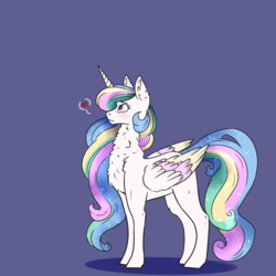 Size: 1024x1024 | Tagged: safe, artist:albinnada, artist:twishtwishy, princess celestia, pony, g4, chest fluff, colored wings, colored wingtips, female, heart, simple background, solo