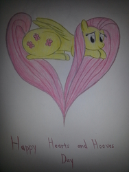 Size: 2448x3264 | Tagged: safe, artist:taurson, fluttershy, pegasus, pony, g4, female, heart pony, hearts and hooves day, high res, mare, prone, solo, traditional art