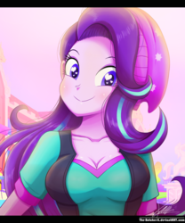 Size: 850x1022 | Tagged: safe, artist:the-butch-x, starlight glimmer, equestria girls, equestria girls specials, g4, my little pony equestria girls: mirror magic, adorasexy, beanie, beautiful, beautiful eyes, beautiful hair, big breasts, breasts, busty starlight glimmer, cleavage, clothes, cute, female, glimmerbetes, hat, heart, heart eyes, looking at you, sexy, shirt, smiling, solo, teenager, vest, wingding eyes