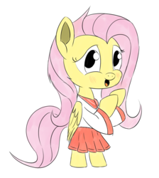 Size: 1252x1399 | Tagged: safe, artist:taurson, fluttershy, pegasus, pony, g4, bipedal, blushing, chibi, clothes, female, mare, open mouth, school uniform, simple background, solo, white background