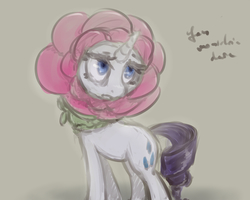 Size: 2000x1600 | Tagged: safe, artist:plotcore, rarity, pony, unicorn, forever filly, g4, female, flower costume, flowerity, mare, simple background, sketch, solo