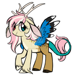 Size: 1024x1024 | Tagged: safe, artist:azure-art-wave, oc, oc only, draconequus, hybrid, female, interspecies offspring, offspring, parent:discord, parent:fluttershy, parents:discoshy, simple background, solo, transparent background, watermark