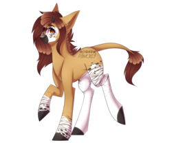 Size: 4200x3500 | Tagged: safe, artist:pinkxei, oc, oc only, oc:zoko, hybrid, okapi, pony, high res, male, raised hoof, simple background, solo, transparent background