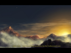 Size: 3000x2250 | Tagged: safe, artist:plotcore, spike, twilight sparkle, dragon, pony, g4, dialogue, equestria, female, high res, mare, mountain, scenery, scenery porn, subtitles, sunset