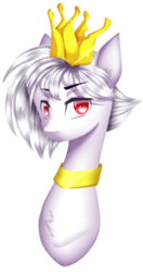 Size: 748x1419 | Tagged: safe, artist:clefficia, oc, oc only, oc:treasure, pony, bust, crown, jewelry, male, portrait, regalia, simple background, solo, stallion, transparent background