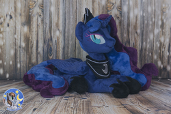 Size: 1000x667 | Tagged: safe, artist:essorille, princess luna, pony, g4, irl, nightmare luna, photo, plushie, prone, solo