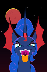 Size: 704x1072 | Tagged: safe, artist:bbbhuey, idw, princess luna, pony, g4, reflections, spoiler:comic, bust, evil counterpart, evil luna, female, imminent vore, maw, mawshot, mirror universe, open mouth, solo