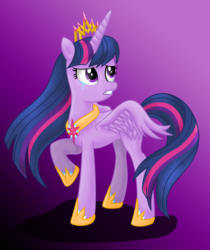 Size: 2432x2890 | Tagged: safe, artist:deannaphantom13, twilight sparkle, alicorn, pony, g4, crown, crying, female, high res, immortality blues, jewelry, looking back, mare, regalia, solo, twilight sparkle (alicorn)