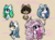 Size: 1599x1198 | Tagged: safe, artist:cysd16, oc, oc only, earth pony, pony, unicorn, adoptable, blue eyes, blue mane, chest fluff, coconut head, fluffy mane, gradient mane, gray, gray coat, green mane, huge mane, orange eyes, pink coat, pink eyes, pink mane, purple eyes, slime mane, slimy, sloth pony, smiling, straight mane, two toned mane