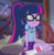 Size: 710x719 | Tagged: safe, screencap, sci-twi, twilight sparkle, equestria girls, g4, legend of everfree - bloopers, my little pony equestria girls: legend of everfree, :i, clothes, cropped, faic, female, glasses, puffy cheeks, shoes, shorts, socks, solo