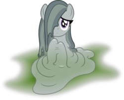 Size: 2574x2070 | Tagged: safe, artist:badumsquish, derpibooru exclusive, marble pie, goo, goo pony, original species, g4, abstract background, female, goo ponified, high res, looking at you, melting, puddle, shy, simple background, solo, species swap, translucent, white background