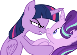 Size: 4451x3181 | Tagged: safe, artist:frownfactory, starlight glimmer, twilight sparkle, alicorn, pony, unicorn, a royal problem, g4, .svg available, female, high res, simple background, svg, transparent background, twilight sparkle (alicorn), vector