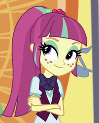 Size: 679x846 | Tagged: safe, screencap, sour sweet, equestria girls, equestria girls specials, g4, my little pony equestria girls: dance magic, clothes, cropped, crossed arms, crystal prep academy uniform, female, school uniform, solo