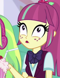 Size: 666x858 | Tagged: safe, screencap, lemon zest, sour sweet, equestria girls, equestria girls specials, g4, my little pony equestria girls: dance magic, clothes, cropped, crystal prep academy uniform, facial expressions, faic, female, out of context, school uniform, solo focus