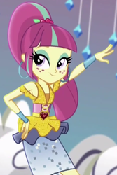 Size: 584x874 | Tagged: safe, screencap, sour sweet, equestria girls, equestria girls specials, g4, my little pony equestria girls: dance magic, armpits, bedroom eyes, cropped, disco dress, ear piercing, earring, female, jewelry, lidded eyes, piercing, solo