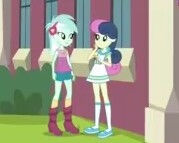 Size: 179x143 | Tagged: safe, screencap, bon bon, lyra heartstrings, sweetie drops, equestria girls, equestria girls specials, g4, my little pony equestria girls: mirror magic, boots, clothes, cropped, duo, duo female, female, flats, picture for breezies, shoes, skirt, socks