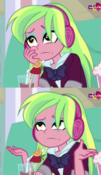 Size: 1004x1736 | Tagged: safe, screencap, lemon zest, equestria girls, equestria girls specials, g4, my little pony equestria girls: dance magic, clothes, cropped, crystal prep academy uniform, female, headphones, school uniform, shrug, solo, teletoon