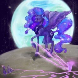 Size: 2048x2048 | Tagged: safe, artist:byannss, princess luna, pony, g4, female, high res, magic, moon, shackles, solo, stake