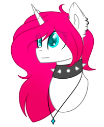 Size: 1177x1440 | Tagged: safe, artist:despotshy, oc, oc only, oc:button love, pony, unicorn, bust, choker, female, mare, portrait, simple background, solo, spiked choker, transparent background