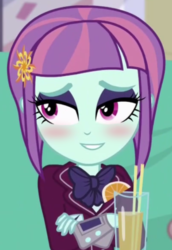 Size: 299x435 | Tagged: safe, edit, edited screencap, screencap, sunny flare, equestria girls, equestria girls specials, g4, blushing, clothes, cropped, crystal prep academy uniform, female, inverted mouth, school uniform